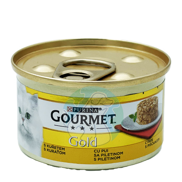 کنسرو گربه مرغ کیک 85گرمی آلمانی Gourmet Gold